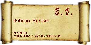 Behron Viktor névjegykártya